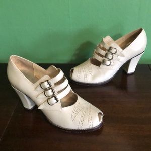 Remix Amelia Ivory Three Buckle Shoes